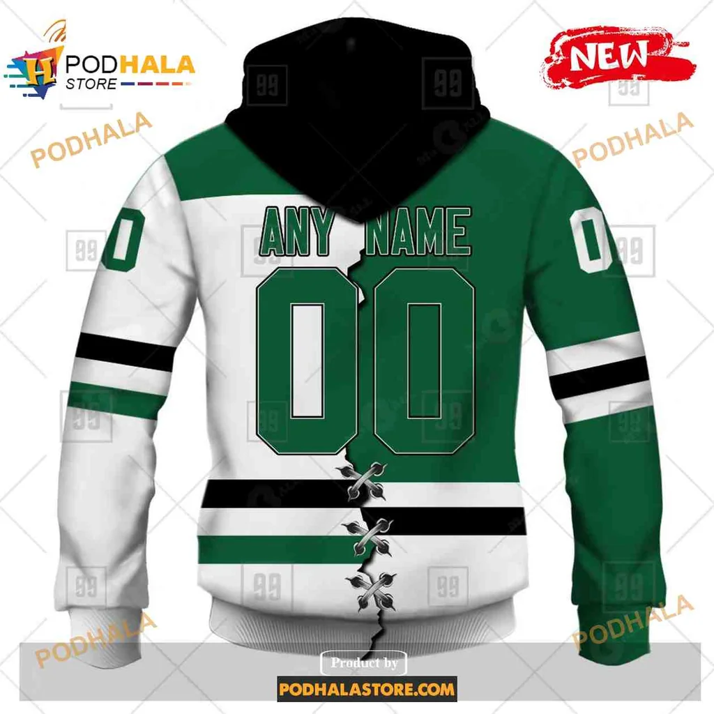 Sporty Dallas Stars AOP Hoodie With Bold Star Emblem And Stripes Sporty Dallas Stars AOP Hoodie With Bold Star Emblem And Stripes