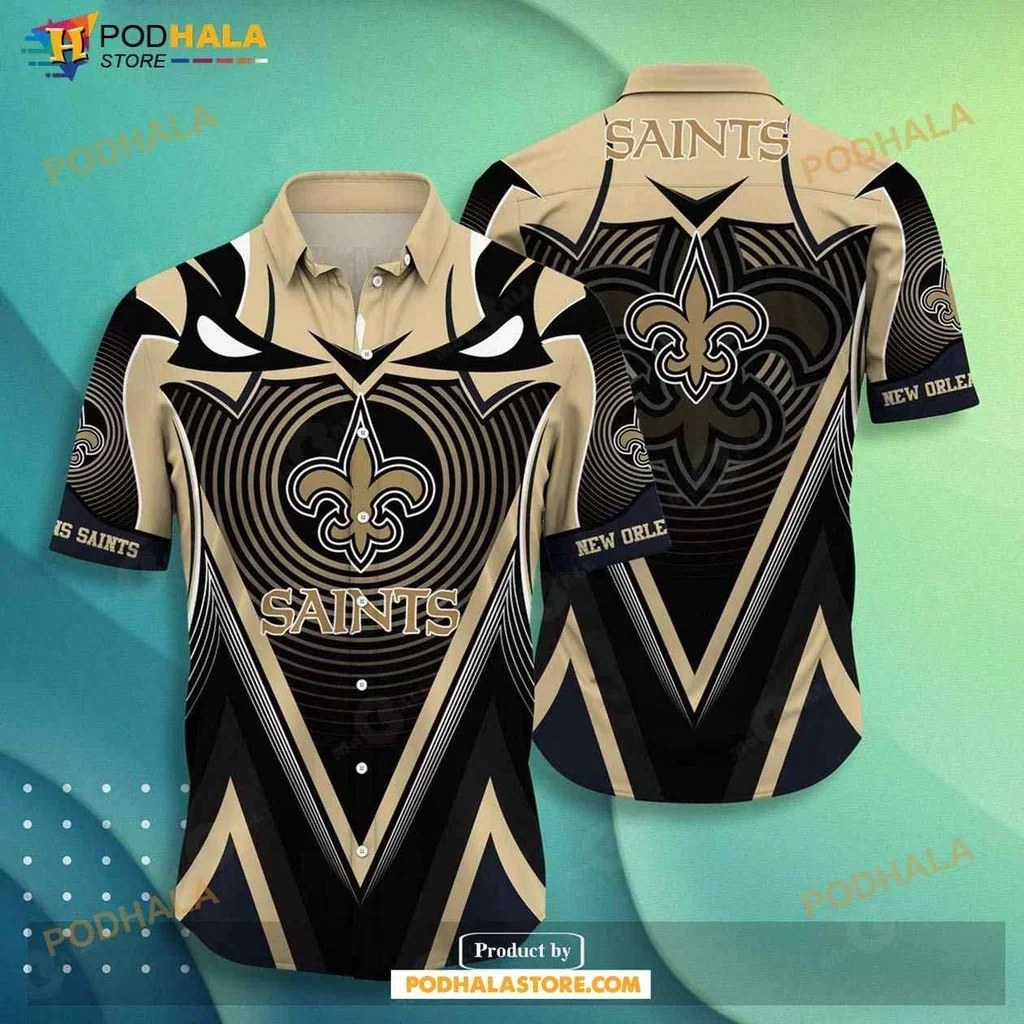 Sporty Fleur De Lis Hawaiian Shirt With Bold New Orleans Saints Design