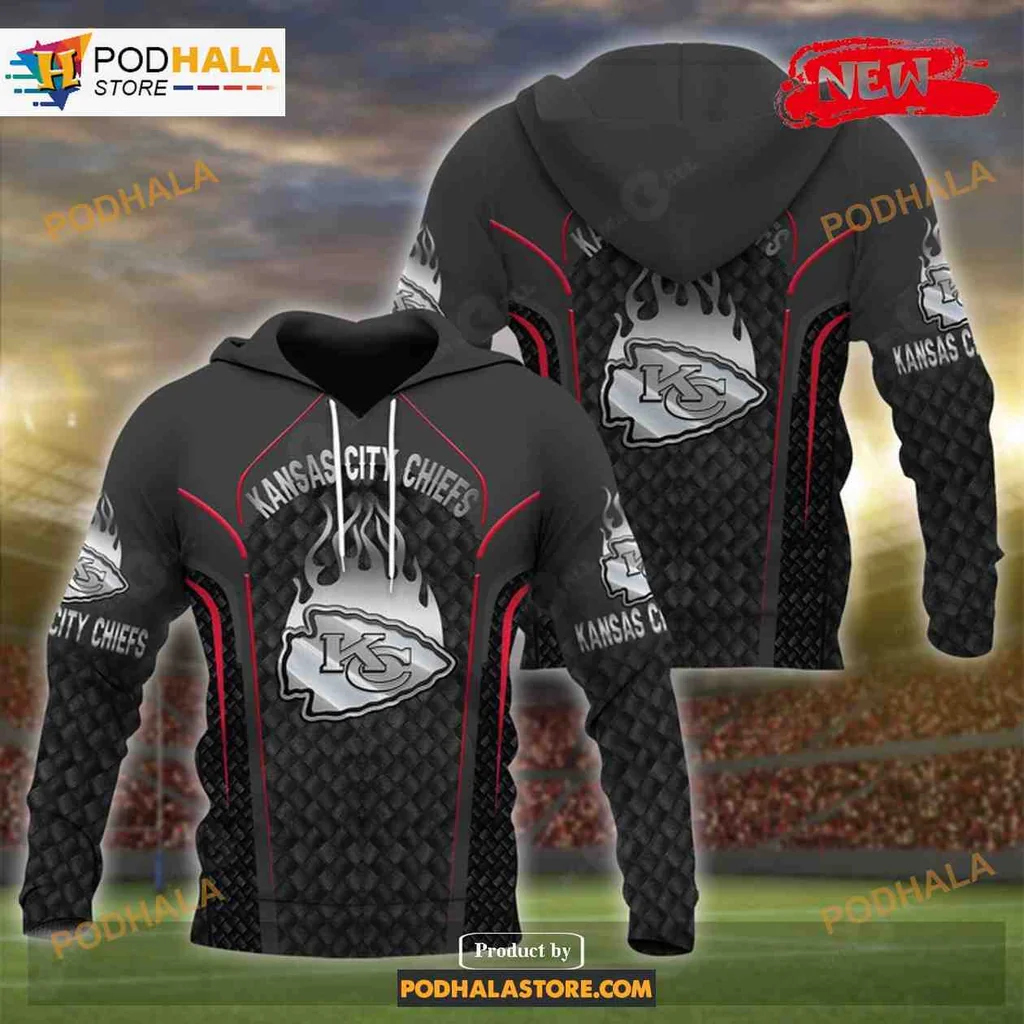 Sporty Kansas City Chiefs 3d Hoodie With Bold Logo And Red Stripes