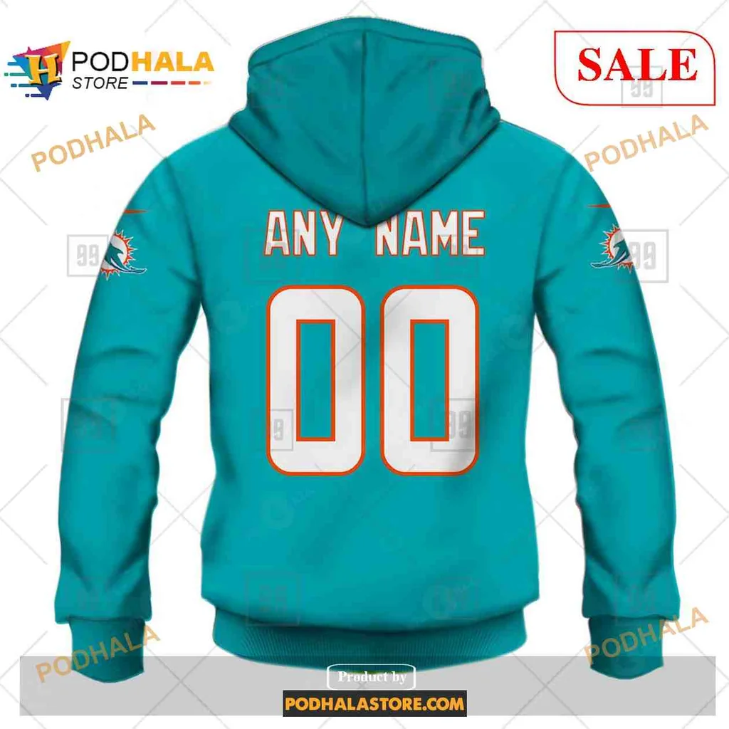 Sporty Miami Dolphins AOP Hoodie With Customizable Number And Bold Team Colors Sporty Miami Dolphins AOP Hoodie With Customizable Number And Bold Team Colors