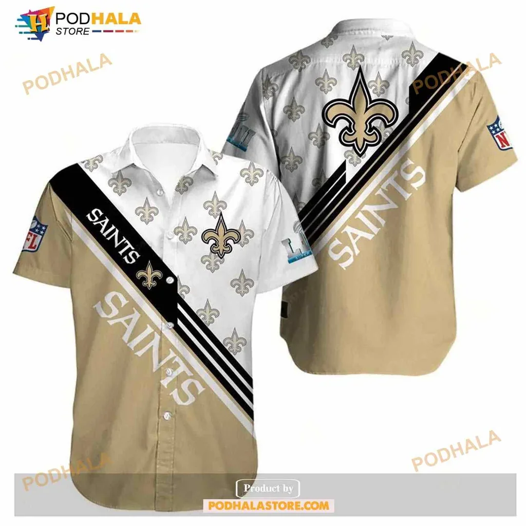 Sporty New Orleans Saints Hawaiian Shirt With Bold Fleur De Lis Design