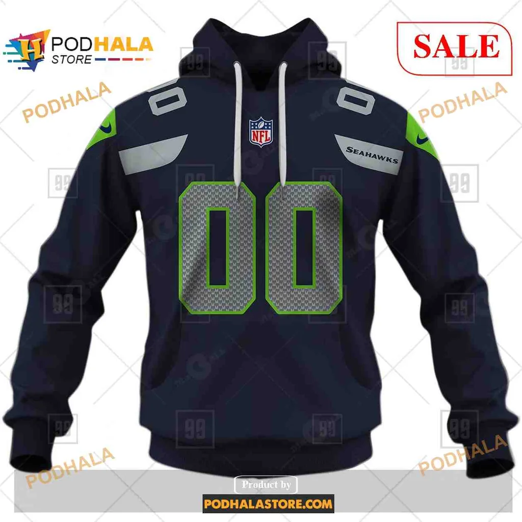 Sporty Seattle Seahawks 3d Hoodie With Custom Jersey Style Design