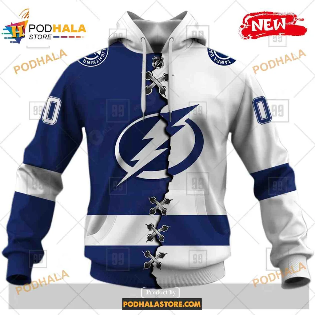 Sporty Tampa Bay Lightning 3d Hoodie With Lace Up Front And Split Design