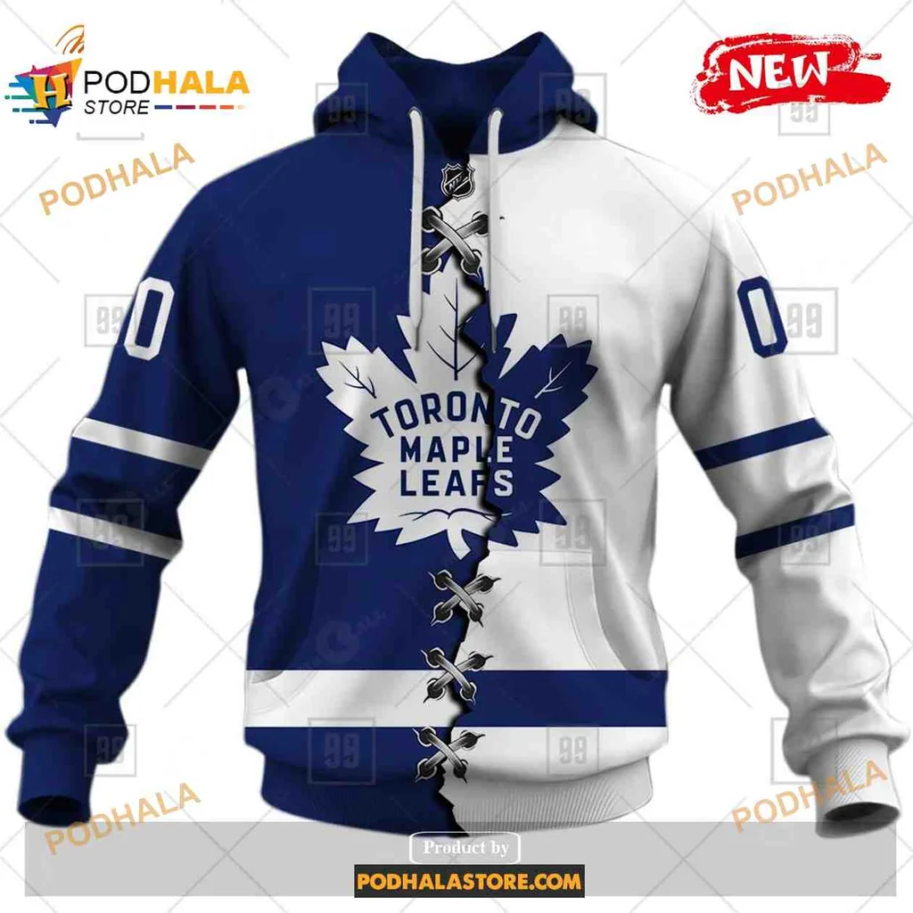 Sporty Toronto Maple Leafs 3d Hoodie With Lace Up Detail And Bold Colors