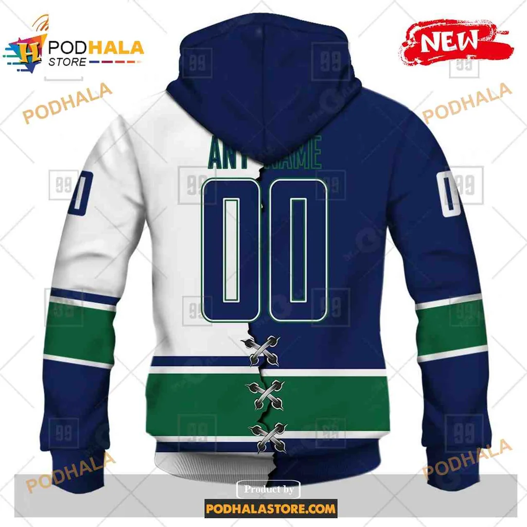 Sporty Vancouver Canucks AOP Hoodie With Split Design And Team Logo Sporty Vancouver Canucks AOP Hoodie With Split Design And Team Logo
