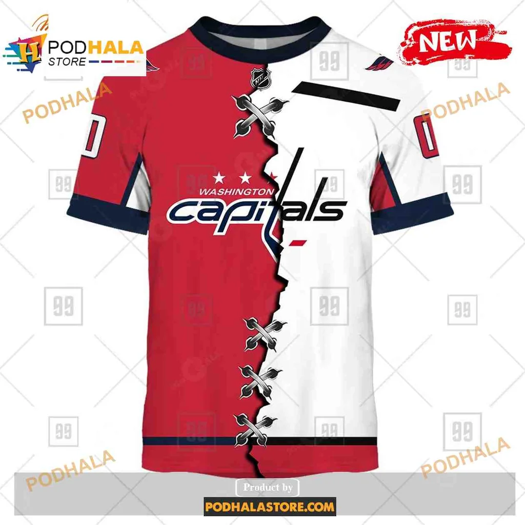 Sporty Washington Capitals All Over Print Hoodie With Bold Red And White Design Sporty Washington Capitals All Over Print Hoodie With Bold Red And White Design