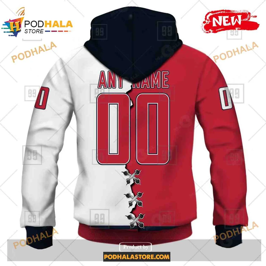 Sporty Washington Capitals AOP Hoodie With Bold Red And White Design Sporty Washington Capitals AOP Hoodie With Bold Red And White Design