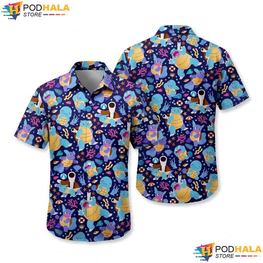 Squirtle Blastoise Button Up Shirt Ocean Turtle Summer Beach Outfit