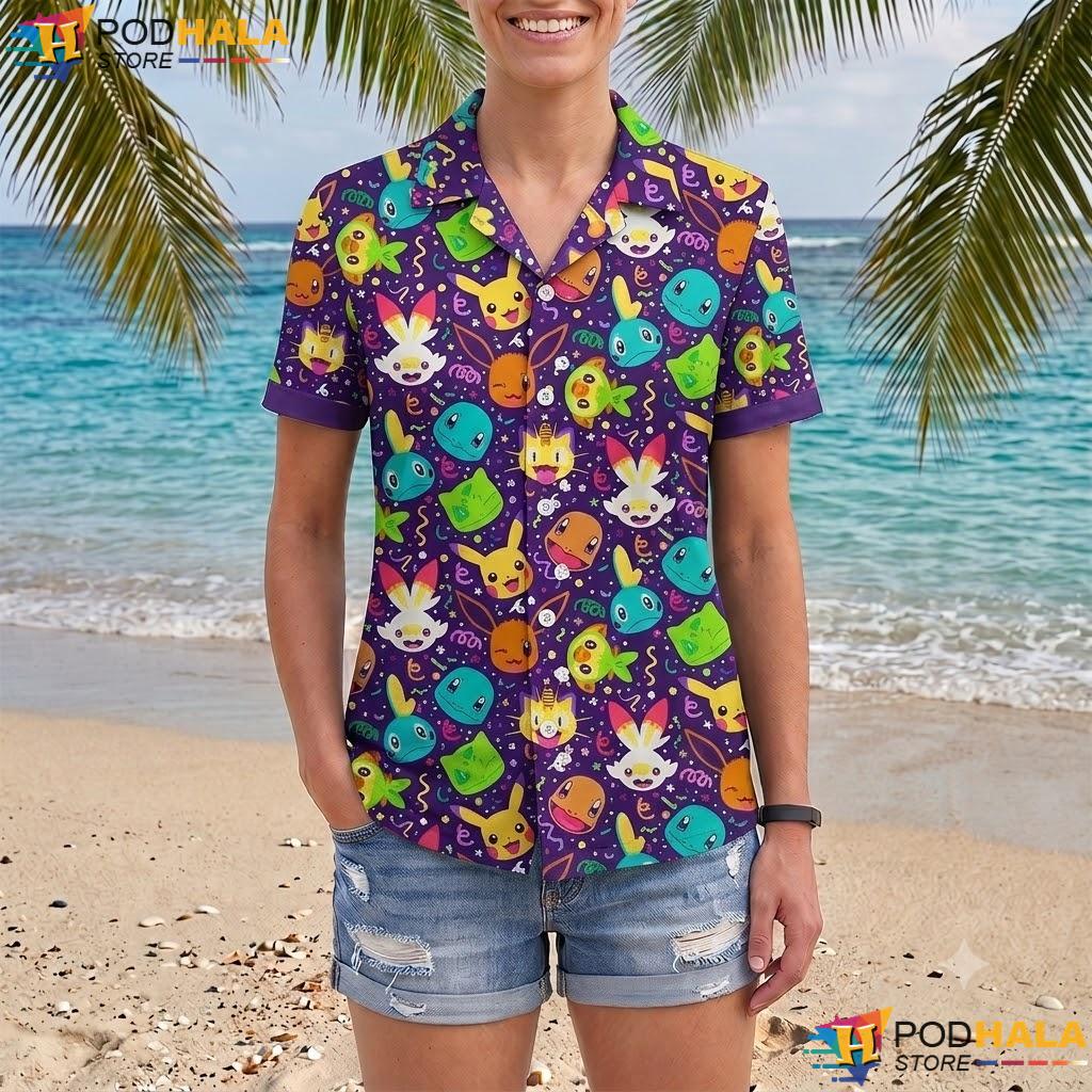 Squirtle Squad Tropical Shirt Cute Kawaii Pattern Anime Summer Top Squirtle Squad Tropical Shirt Cute Kawaii Pattern Anime Summer Top