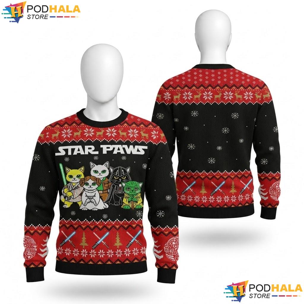 Star Cats Jedi Sith Holiday Sweater Funny Christmas Pullover Mens Apparel