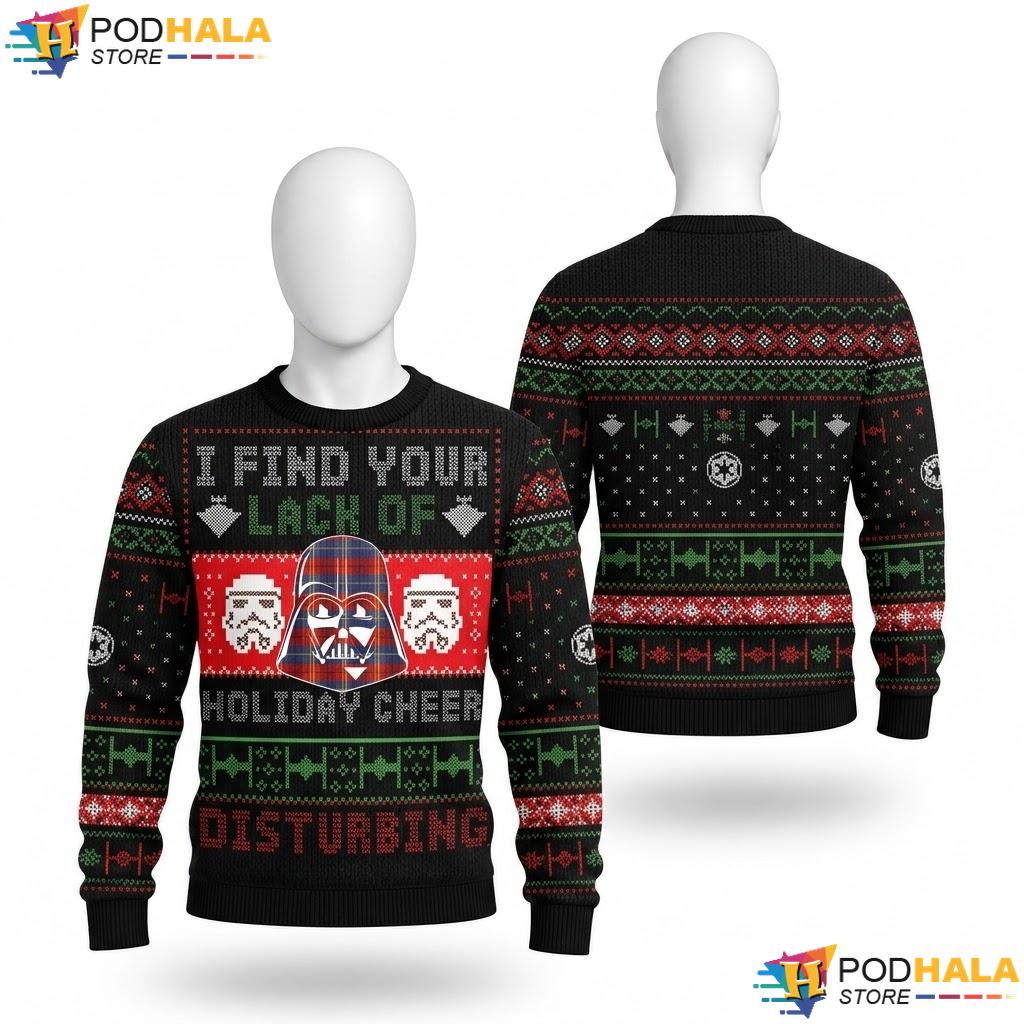Star Wars Darth Vader Ugly Christmas Sweater Funny Holiday Mens Top