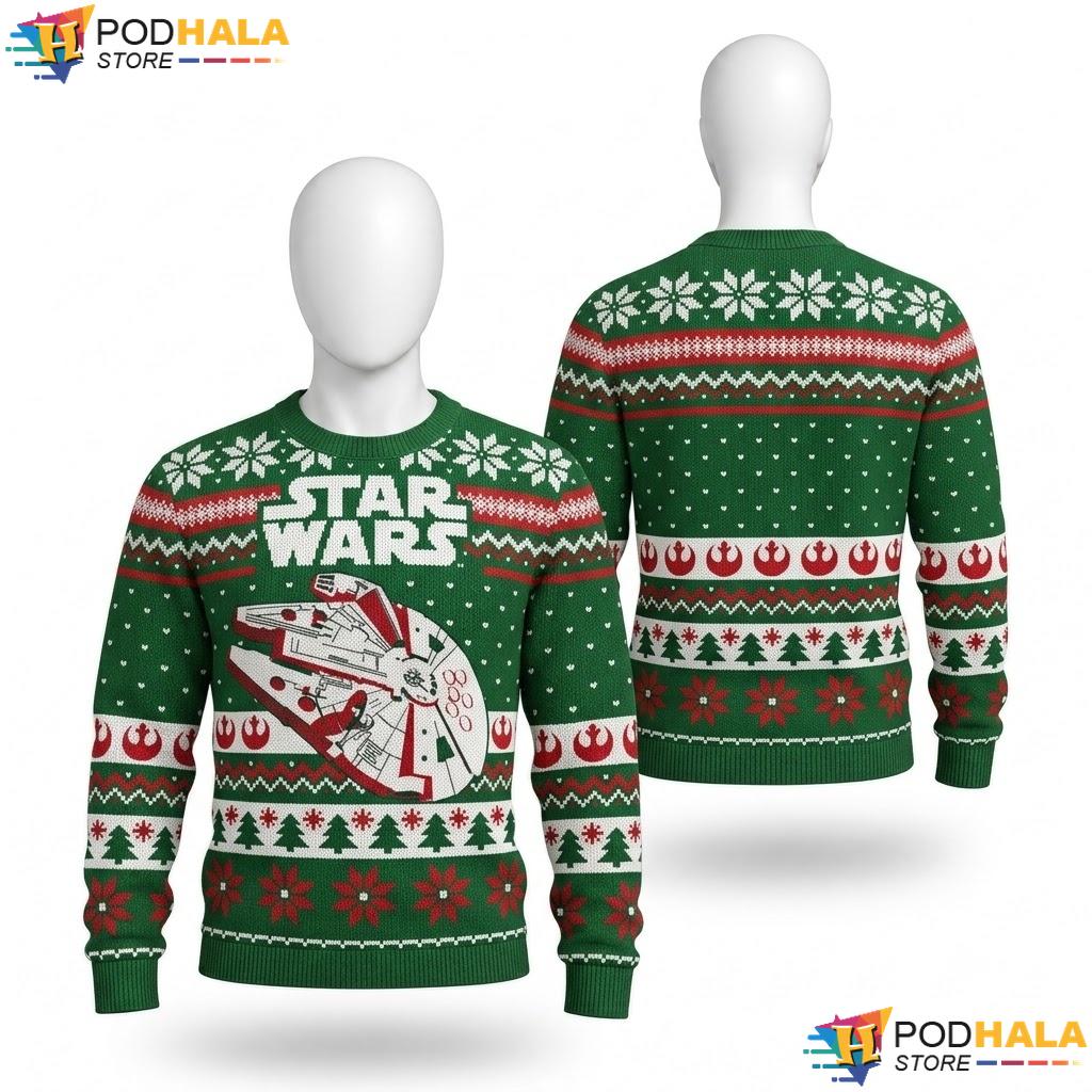 Star Wars Falcon Ugly Xmas Sweater Cool Millennium Festive Party Wear