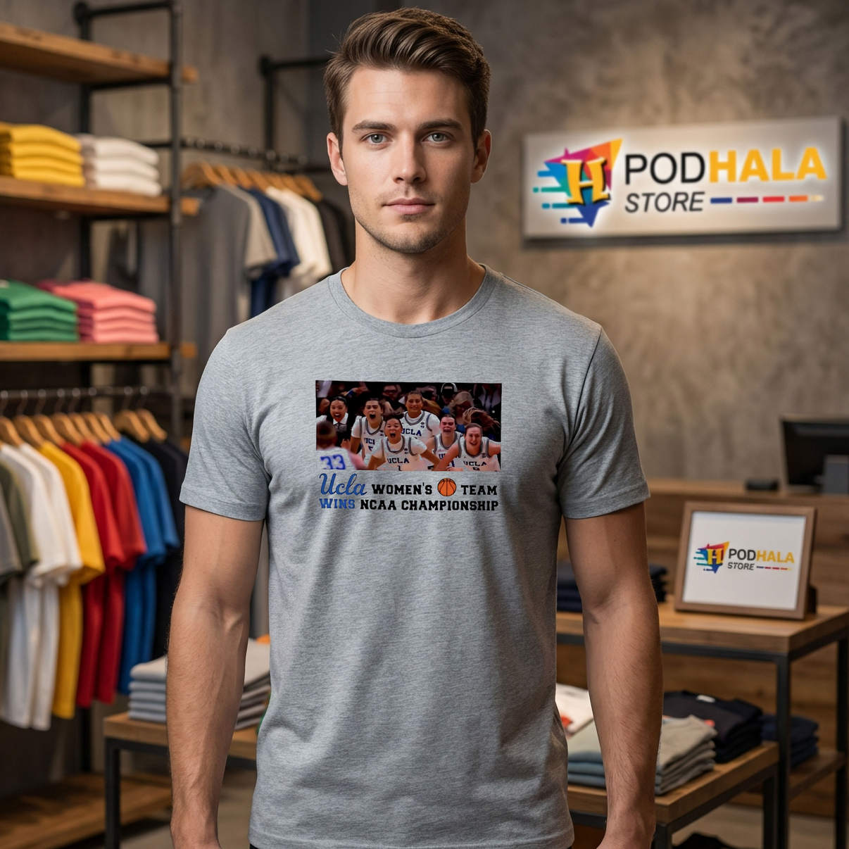 Storming The Court UCLA Women Fan Shirt Basketball Sports Graphic Casual