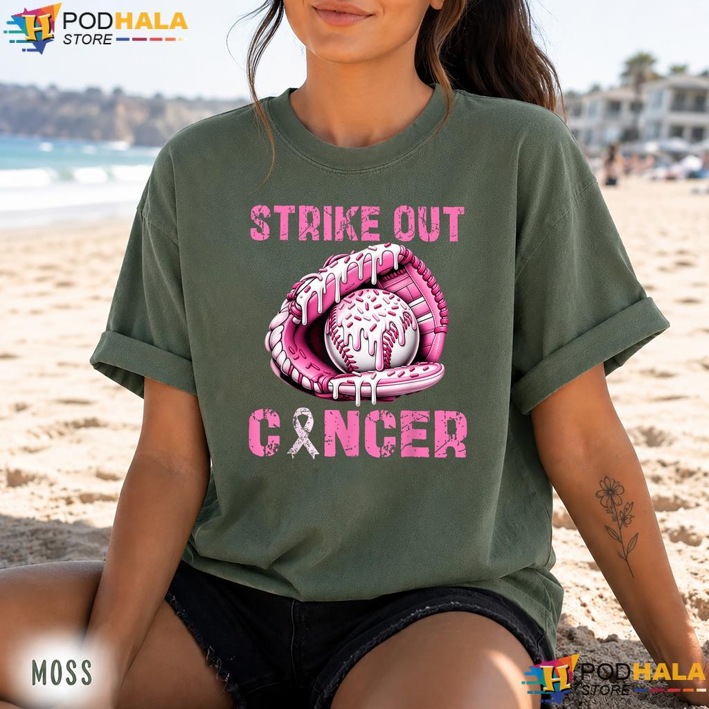 Strike Out Baseball Drip Comfort Colors Tee Pink Ribbon Breast Cancer Strike Out Baseball Drip Comfort Colors Tee Pink Ribbon Breast Cancer