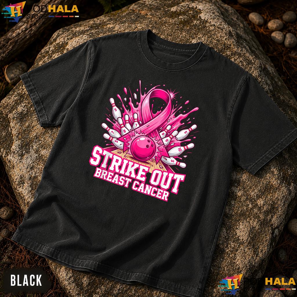 Strike Out Bowling Pink Ribbon Comfort Colors TShirt Breast Cancer