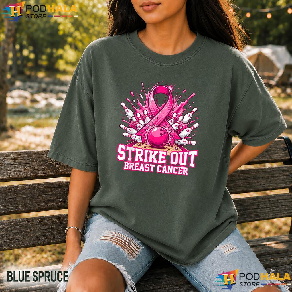 Strike Out Bowling Pink Ribbon Comfort Colors T-Shirt Breast Cancer Strike Out Bowling Pink Ribbon Comfort Colors T-Shirt Breast Cancer