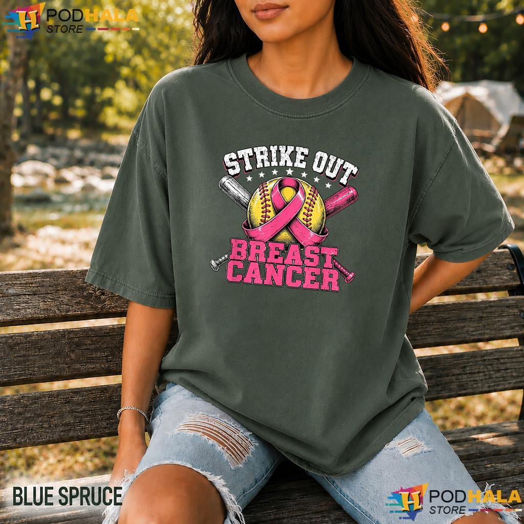 Strike Out Softball Warrior Comfort Colors Shirt Pink Breast Cancer