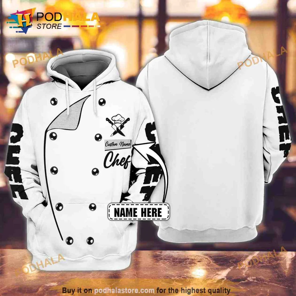 Stylish Chef Coat 3d Hoodie With Bold Chef Print And Professional Design
