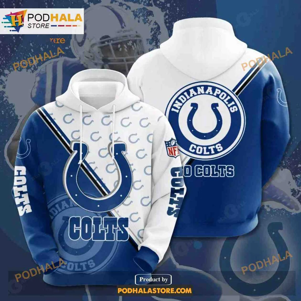 Stylish Indianapolis Colts 3d Hoodie With Bold Team Logo Design