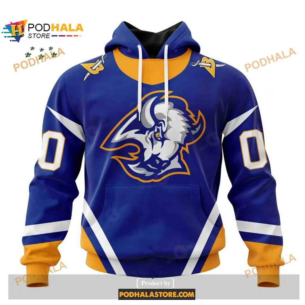 Stylized Buffalo Sabres 3d Hoodie With Bold Buffalo Head Design