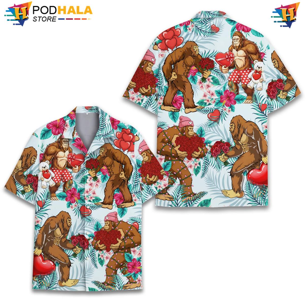 Summer Bigfoot Tropical Shirt Multicolor Mens Short Sleeve Casual Beachwear Summer Bigfoot Tropical Shirt Multicolor Mens Short Sleeve Casual Beachwear