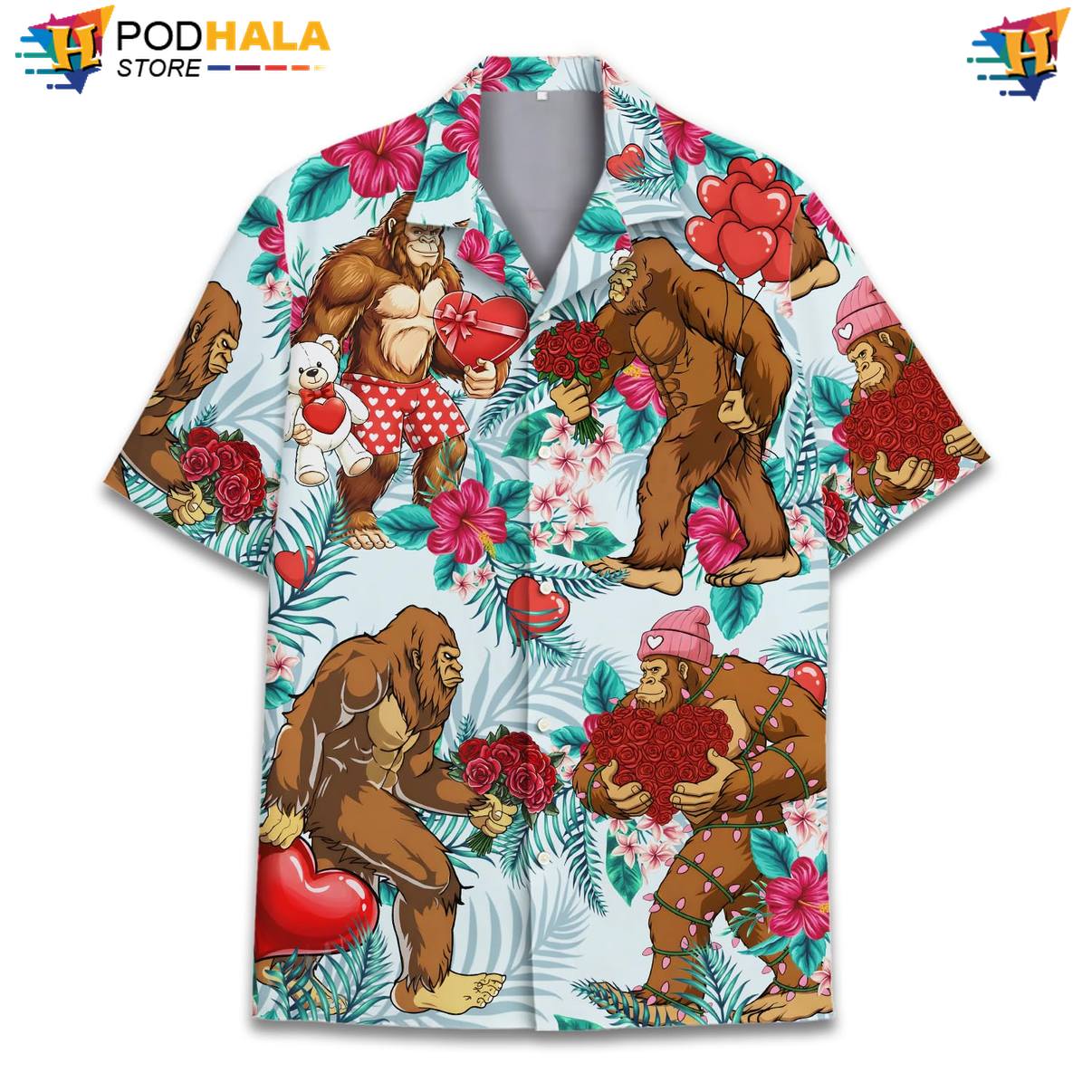 Summer Bigfoot Short-sleeve button-up shirt Multicolor Mens Short Sleeve Casual Beachwear Summer Bigfoot Short-sleeve button-up shirt Multicolor Mens Short Sleeve Casual Beachwear