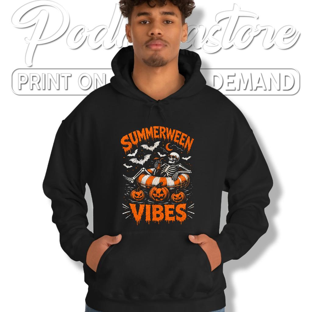 Summerween Vibes Skeleton Tee Float Summer Halloween Spooky Beach Graphic Summerween Vibes Skeleton Tee Float Summer Halloween Spooky Beach Graphic