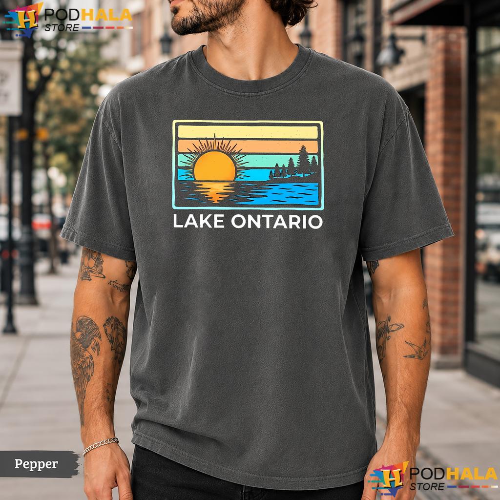 Sunset Graphic Lake Ontario Comfort Colors T-Shirt Vintage Retro Apparel