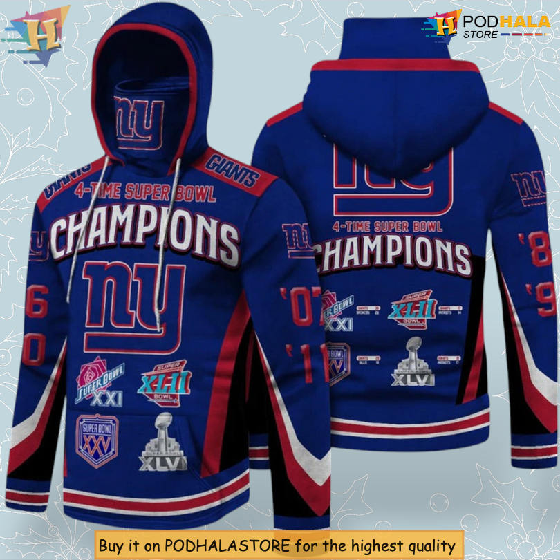 Super Bowl 4 Times Champions NY Giants Womens Hoodie Fan Celebration Gear