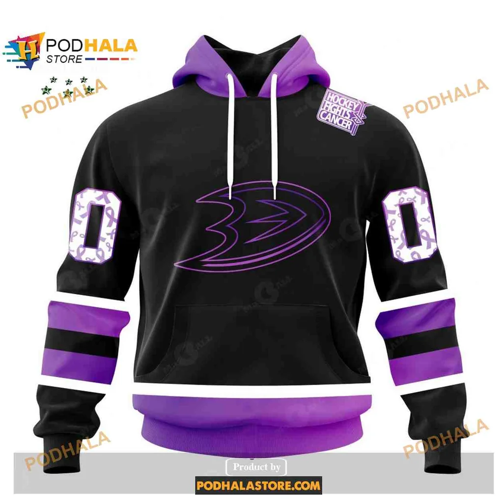 Supportive Anaheim Ducks Cancer Awareness Hoodie, Special Black 3d Design