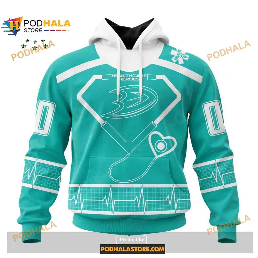 Supportive Anaheim Ducks Healthcare Heroes 3d Hoodie With Superhero Emblem