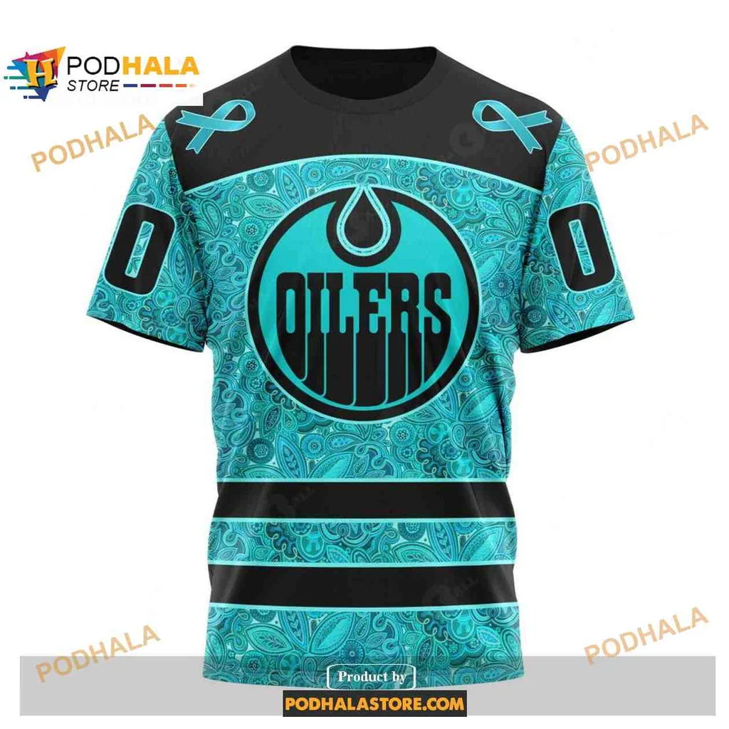 Supportive Edmonton Oilers Cancer Awareness AOP Hoodie With Teal Design Supportive Edmonton Oilers Cancer Awareness AOP Hoodie With Teal Design