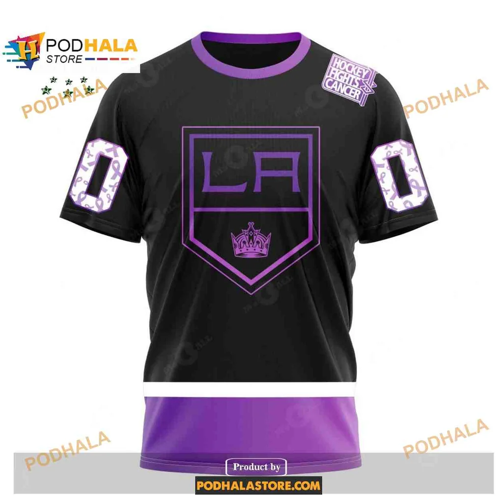 Supportive Los Angeles Kings AOP Hoodie, Black With Purple Stripes And Crown Logo Supportive Los Angeles Kings AOP Hoodie, Black With Purple Stripes And Crown Logo
