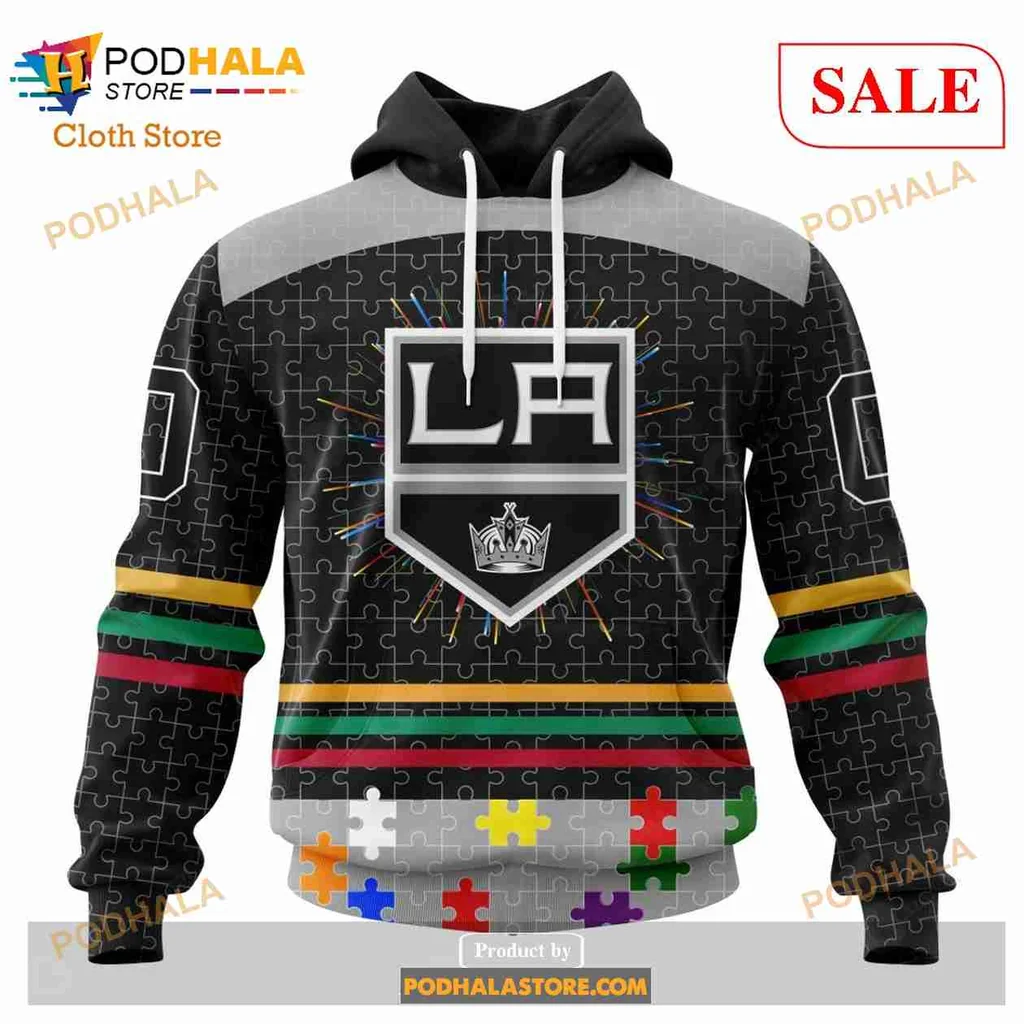 Supportive Los Angeles Kings 3d Hoodie With Colorful Puzzle Piece Design
