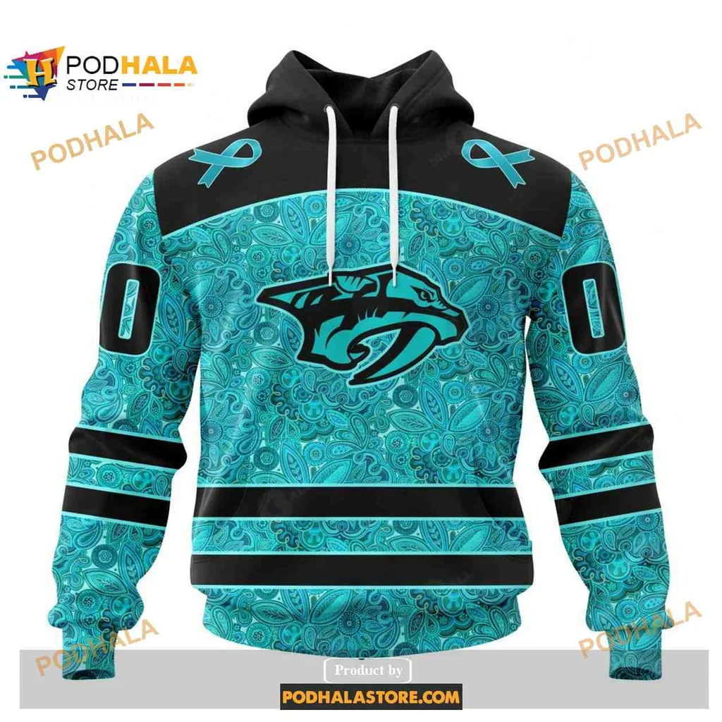Supportive Nashville Predators Cancer Awareness Hoodie, 3d Design