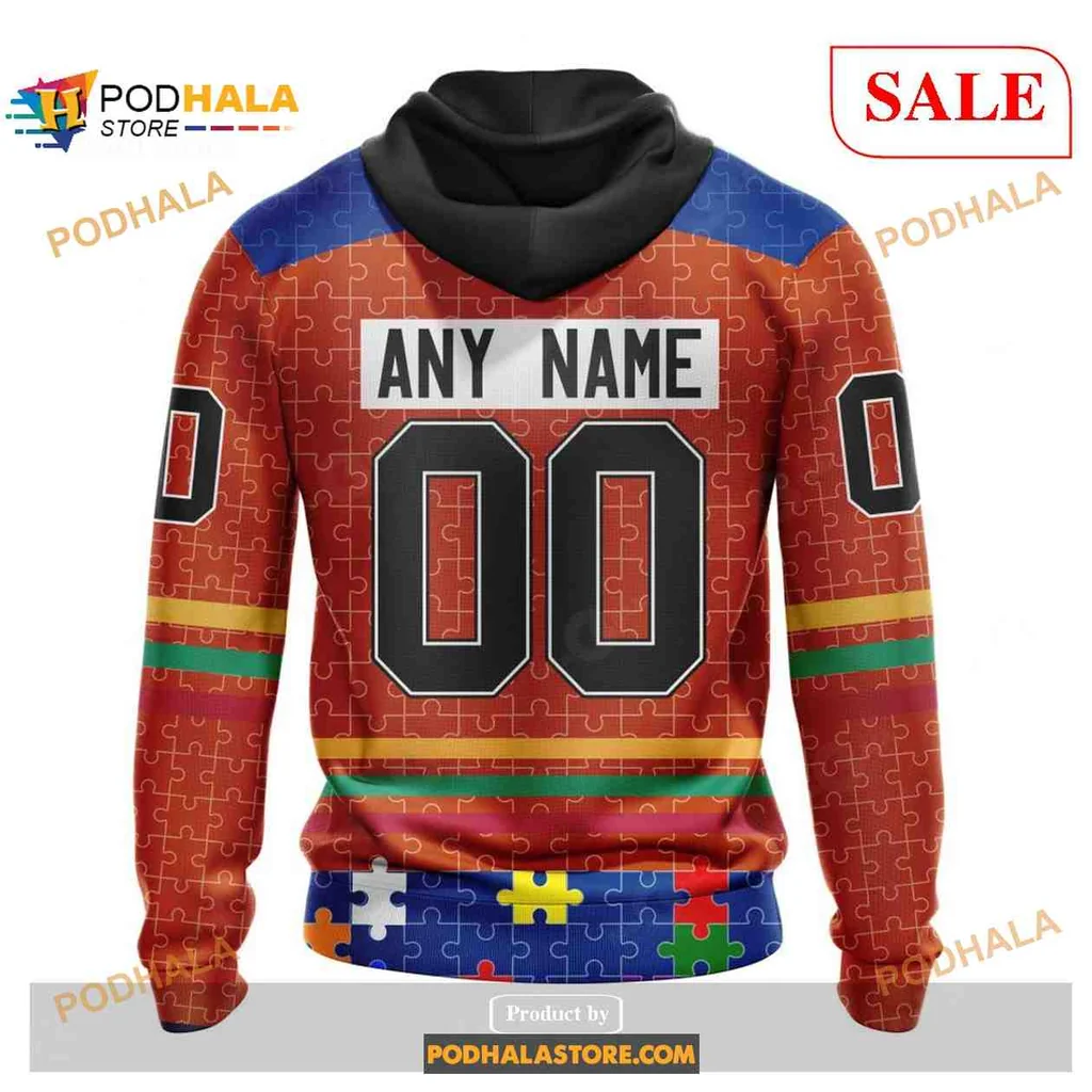 Supportive New York Islanders Autism Hoodie With Vibrant Puzzle Design - View 1 Supportive New York Islanders Autism Hoodie With Vibrant Puzzle Design - View 1