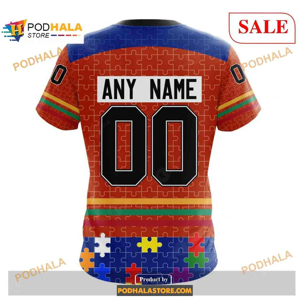 Supportive New York Islanders Autism Hoodie With Vibrant Puzzle Design - View 3 Supportive New York Islanders Autism Hoodie With Vibrant Puzzle Design - View 3