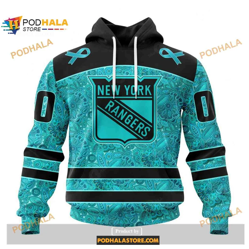 Supportive New York Rangers Ovarian Cancer Hoodie 3d With Teal Design