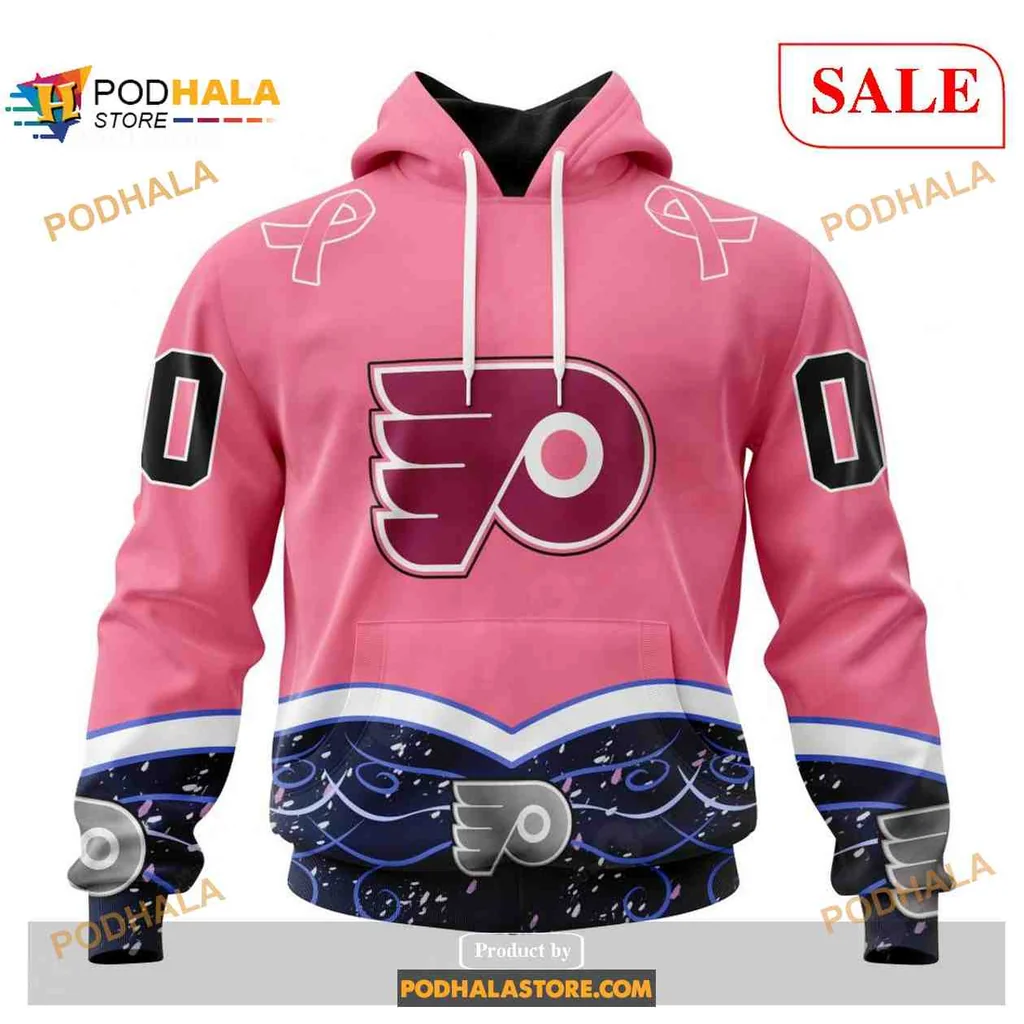 Supportive Philadelphia Flyers Cancer Awareness 3d Hoodie, Vibrant Pink Design