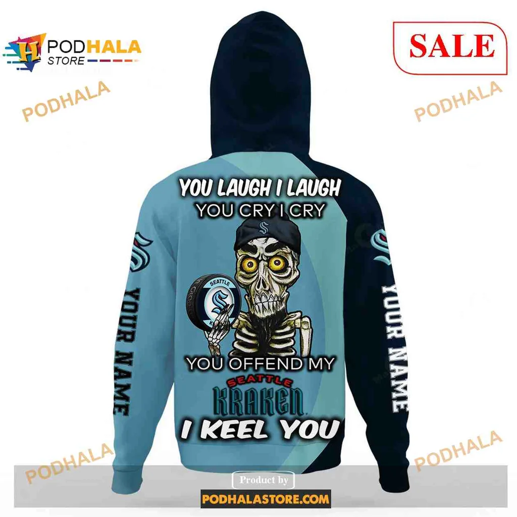 Supportive Seattle Kraken Hoodie, Bold Team Logo Sweatshirt For Fans - View 2 Supportive Seattle Kraken Hoodie, Bold Team Logo Sweatshirt For Fans - View 2