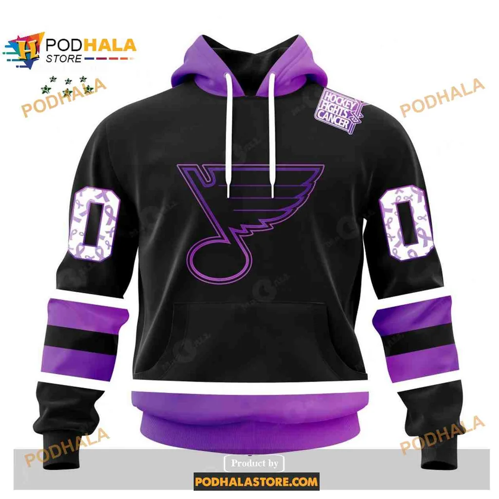Supportive St Louis Blues 3d Hoodie, Hockey Fights Cancer Design