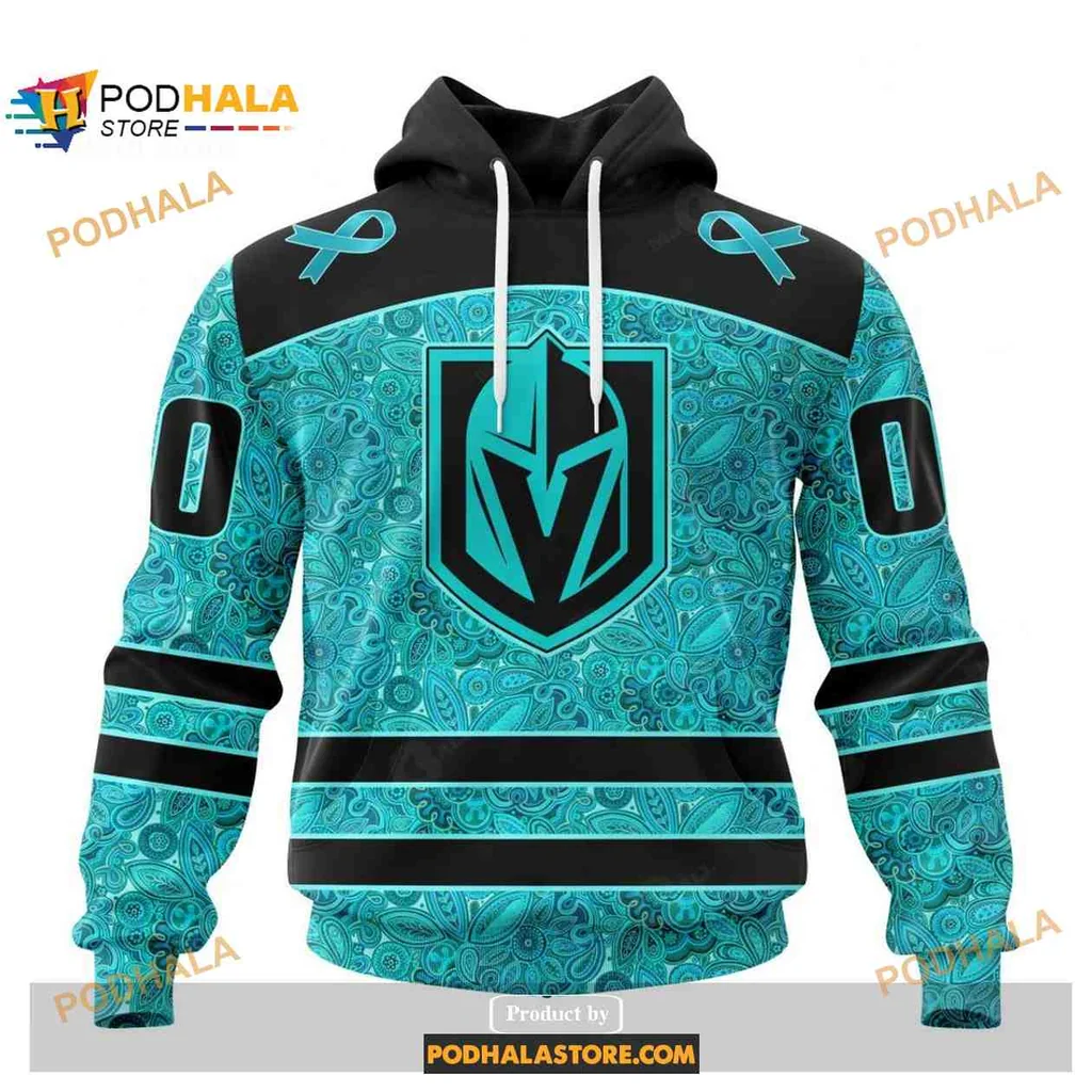 Supportive Vegas Golden Knights 3d Hoodie For Ovarian Cancer Awareness