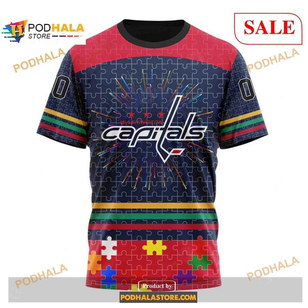 Supportive Washington Capitals Autism Awareness AOP Hoodie With Bold Design Supportive Washington Capitals Autism Awareness AOP Hoodie With Bold Design