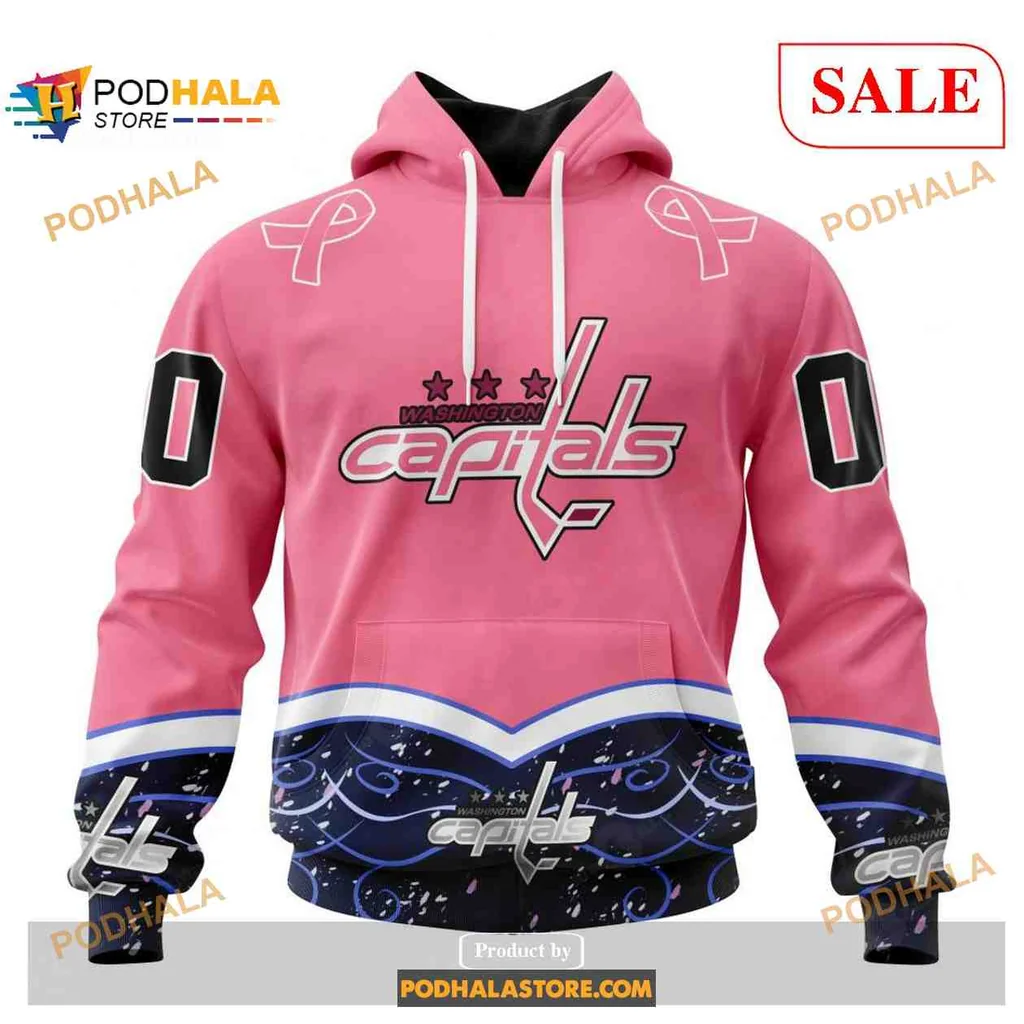 Supportive Washington Capitals Pink Hoodie With Vibrant Design