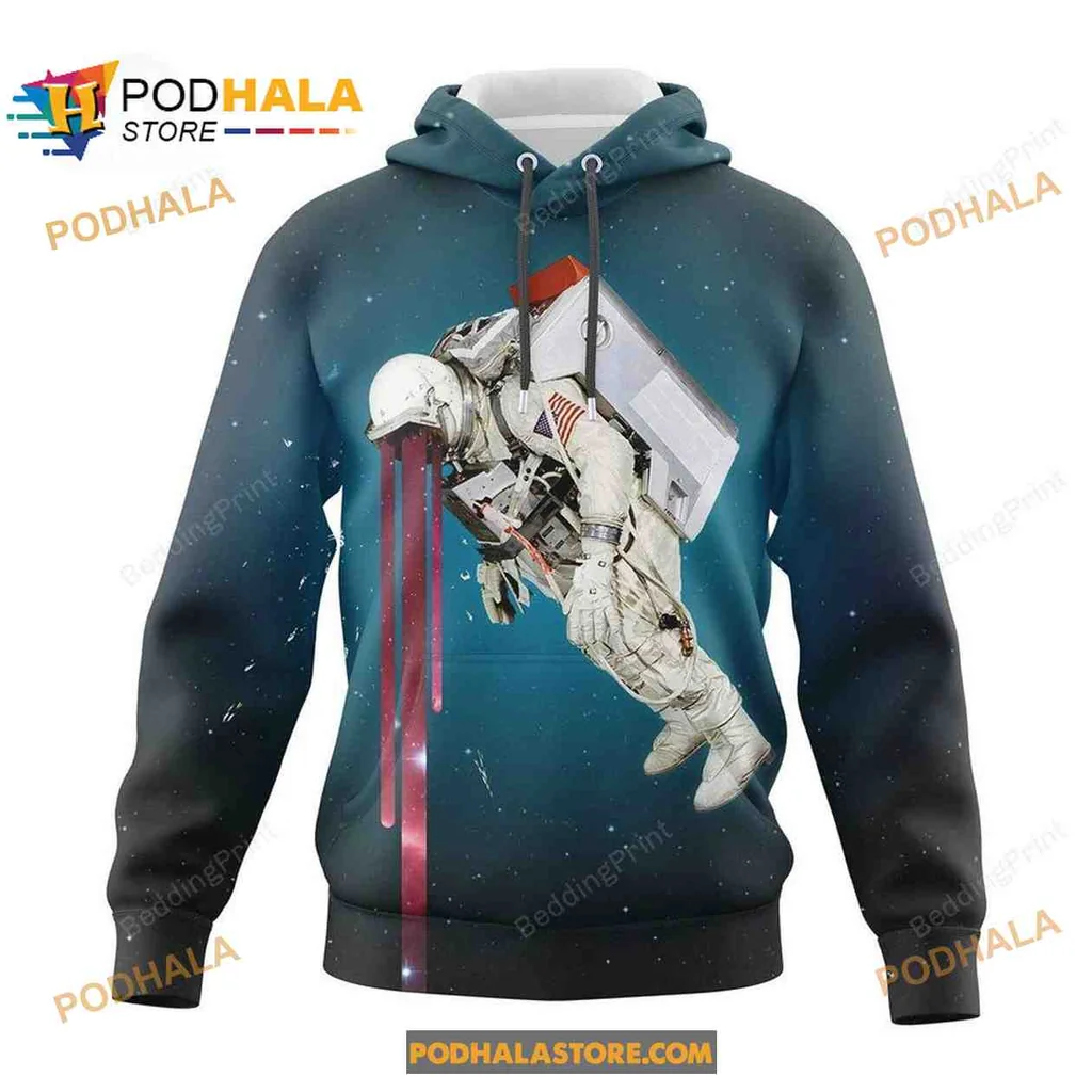 Surreal Astronaut Space Exploration 3d Hoodie With Cosmic Design