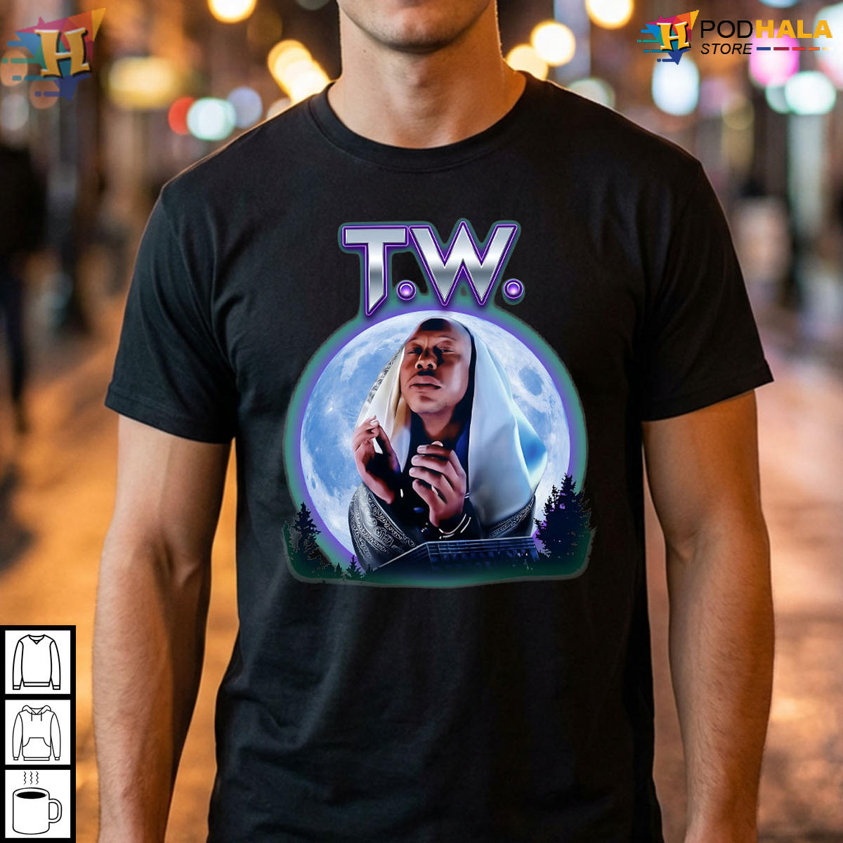 T.W. Moon Prayer 1990s Urban Gospel Retro Airbrush T-Shirt Spiritual Streetwear