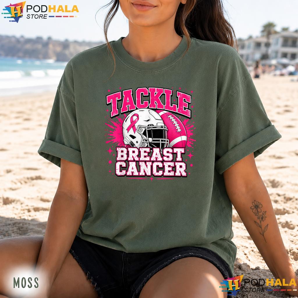 Tackle American Football Pink Comfort Colors Tee Breast Cancer Ribbon Tackle American Football Pink Comfort Colors Tee Breast Cancer Ribbon