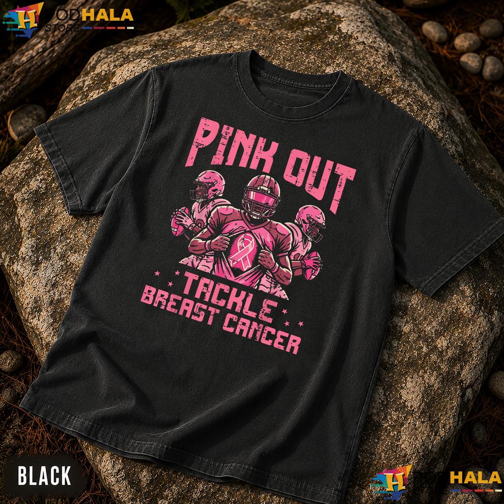 Tackle Football Mens Boys Comfort Colors TShirt Pink Out Breast Cancer
