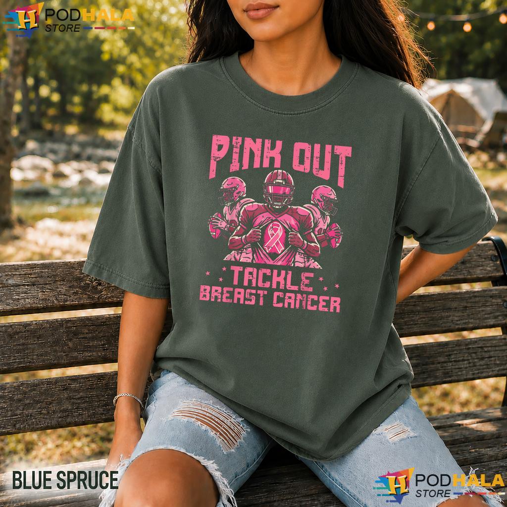 Tackle Football Mens Boys Comfort Colors T-Shirt Pink Out Breast Cancer Tackle Football Mens Boys Comfort Colors T-Shirt Pink Out Breast Cancer