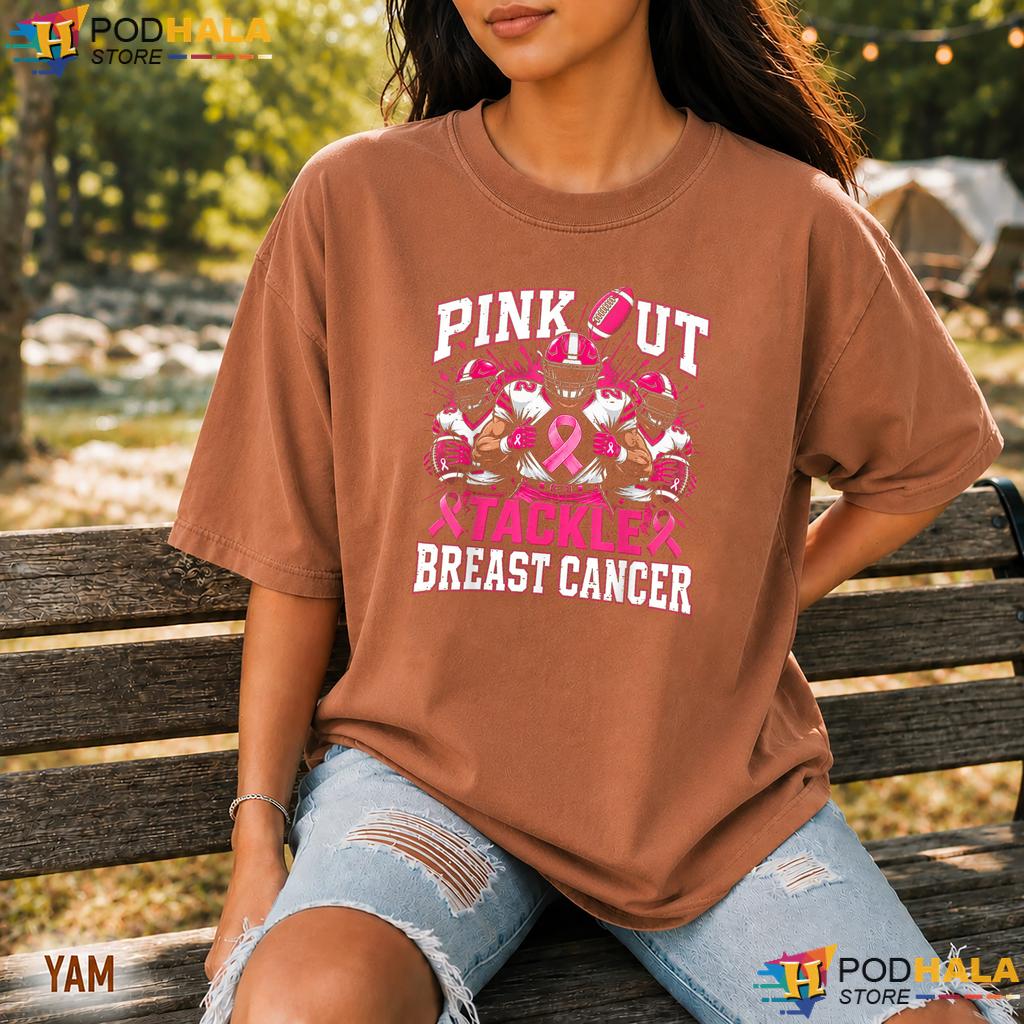 Tackle Football Pink Mens Comfort Colors Shirt Breast Cancer Boys Kids Tackle Football Pink Mens Comfort Colors Shirt Breast Cancer Boys Kids